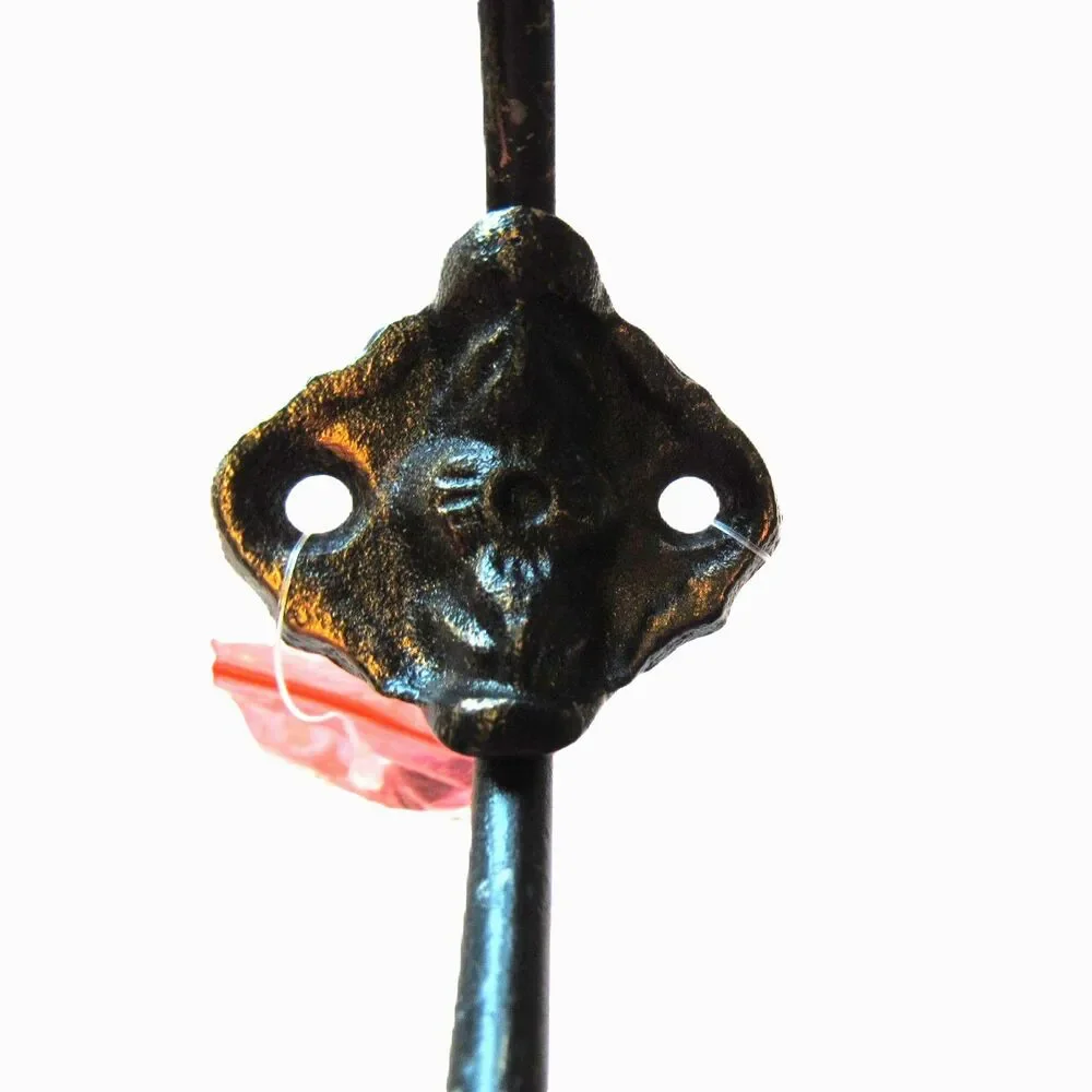 Metal hangers 3 wall hooks beautiful design green red melon ceramic knob 6-3/4in
